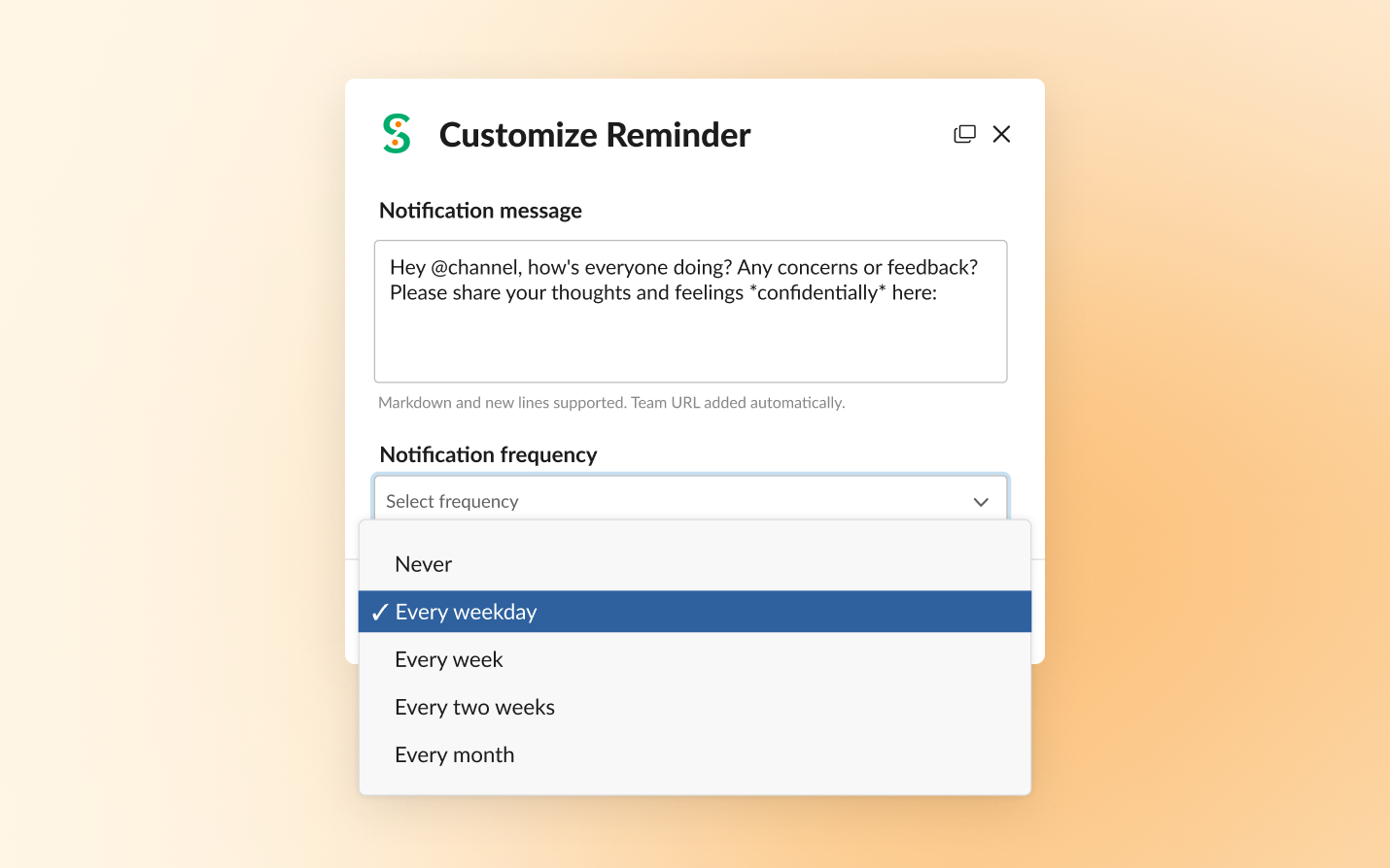 Reminder customization in the Slack app