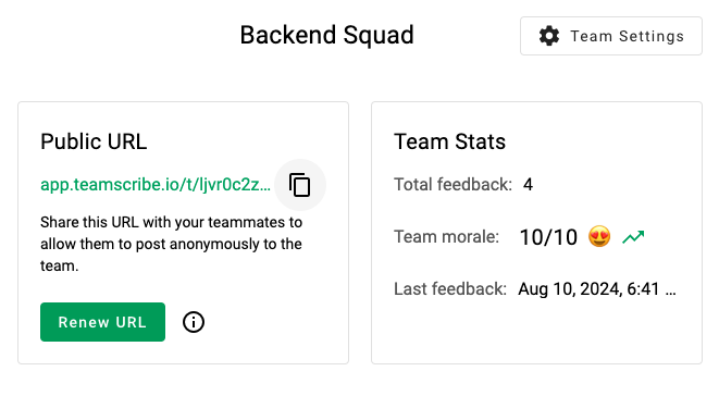 TeamScribe team view UI